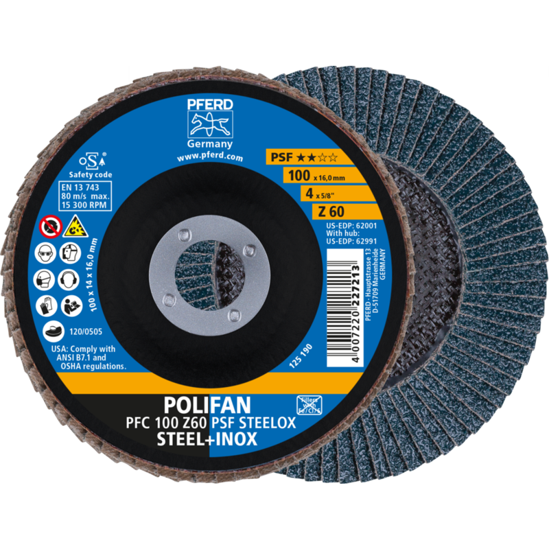 PFERD POLIFAN-Fächerscheiben PFC 100 Z 60 PSF STEELOX/16,0