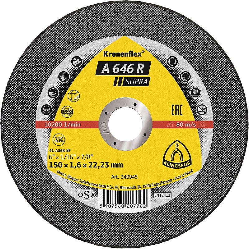 Klingspor - A 646 R Trennscheibe, 150 x 1,6 x 22,23 mm gerade