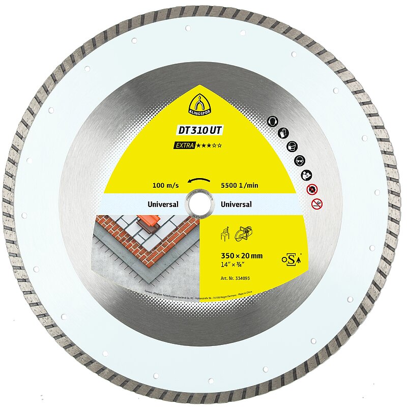 Klingspor - DT 310 UT Diamanttrennscheibe, 300 x 3 x 25,4 mm 3 x 10 mm, geschlossener Rand Turbo
