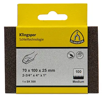 Klingspor - SK 500 Schleifklotz, Korund Korn 80 70 x 100 x 25 mm, SB-verpackt im Reiter