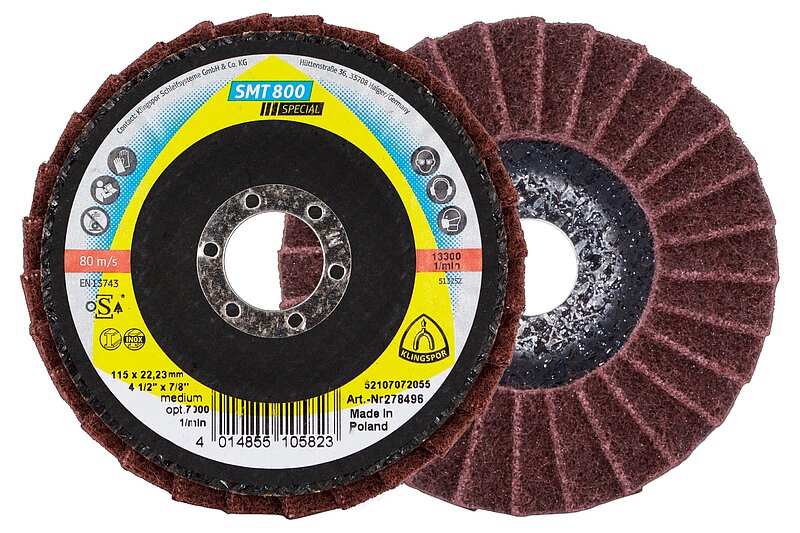Klingspor - SMT 800 Schleifmopteller Vlies, 115 x 22,23 mm Medium Korund gewölbt