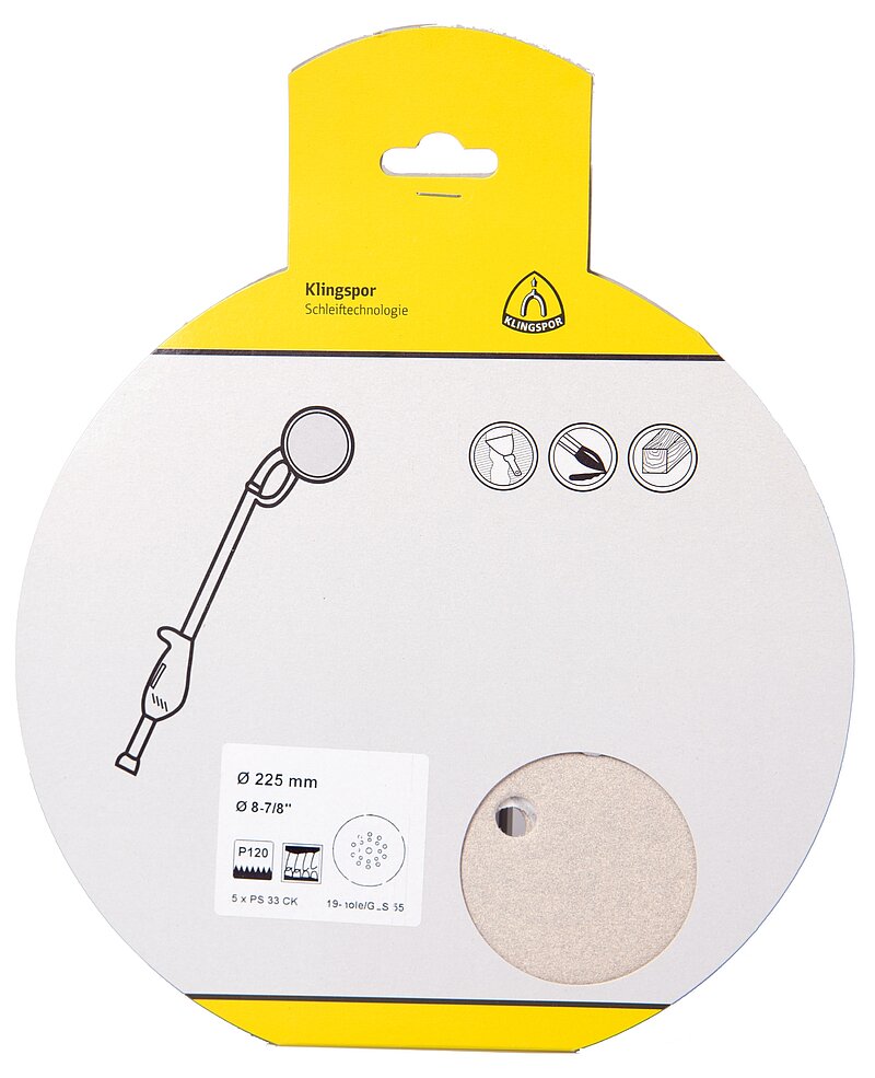 Klingspor - PS 33 CK Scheibe kletthaftend, 225 mm Korn 80 Lochform GLS55, SB-verpackt im Reiter