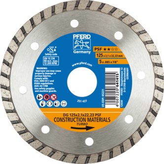 PFERD Diamantwerkzeuge für die Bauindustrie DG 125 x 2,1 x 22,23 PSF