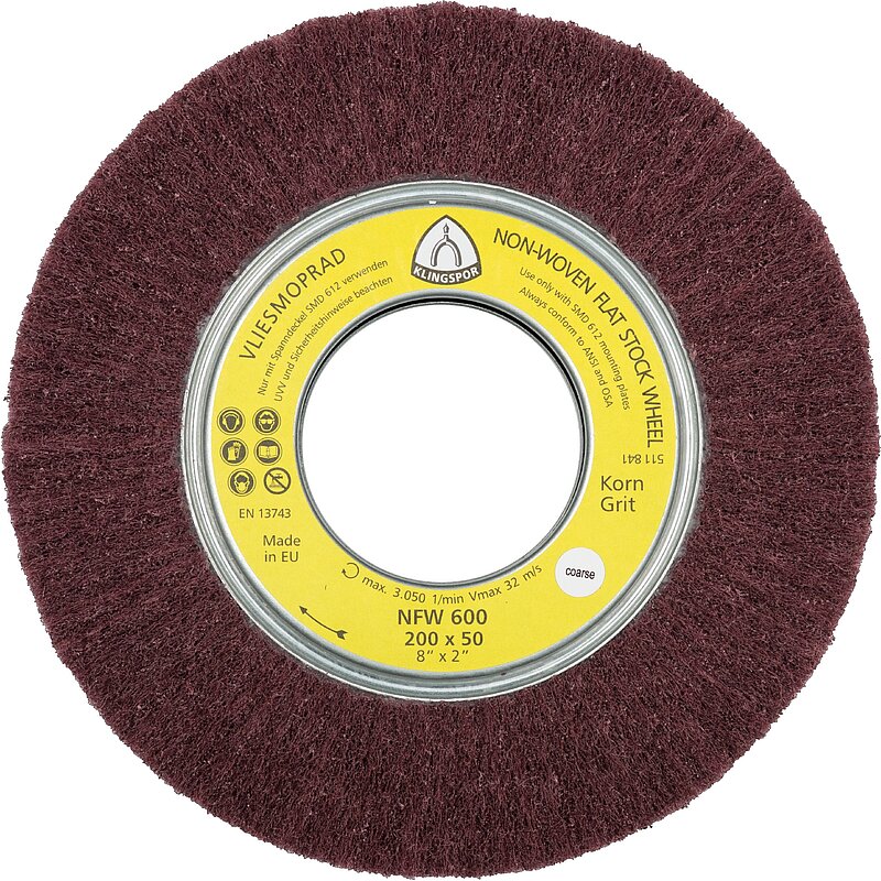 Klingspor - NFW 600 Vliesräder, 200 x 50 x 68,2 mm Coarse Korund