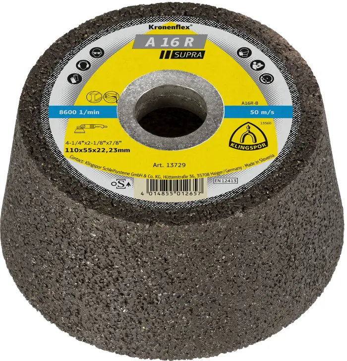 Klingspor - A 16 R Supra Schleiftopf, 110 x 55 x 22,23 mm gekröpft