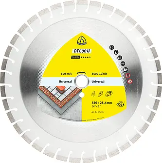 Klingspor - DT 600 U Diamanttrennscheibe, 400 x 3,6 x 25,4 mm 43 Segmente 24 x 3,6 x 10 mm, Kurzverzahnung