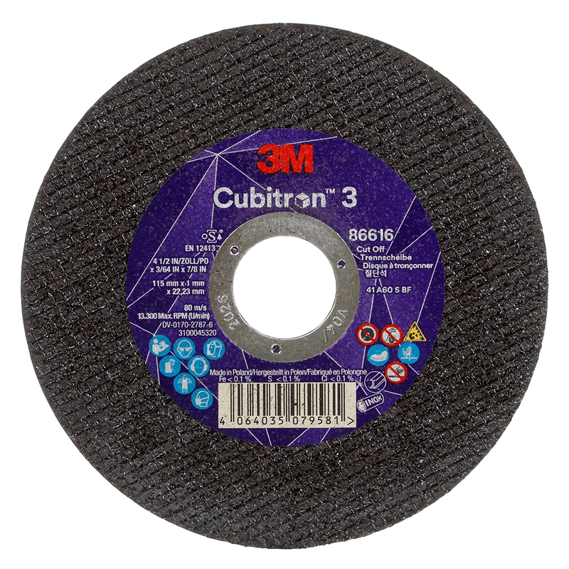3M Cubitron 3 Trennscheibe, 86616, 60+, T41, 115 mm x 1 mm x 22,23 mm, EN, 25/Pack, 50 Stück/VE