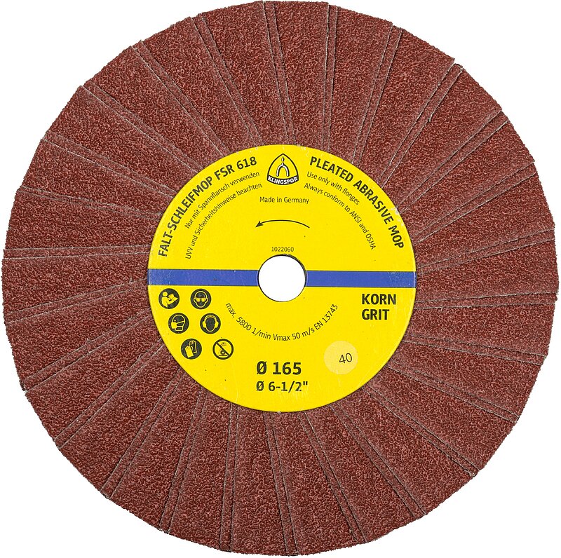 Klingspor - FSR 618 Schleifmopräder, 165 x 14 mm Korn 60 Einreihig 2 Lamellen pro Paket