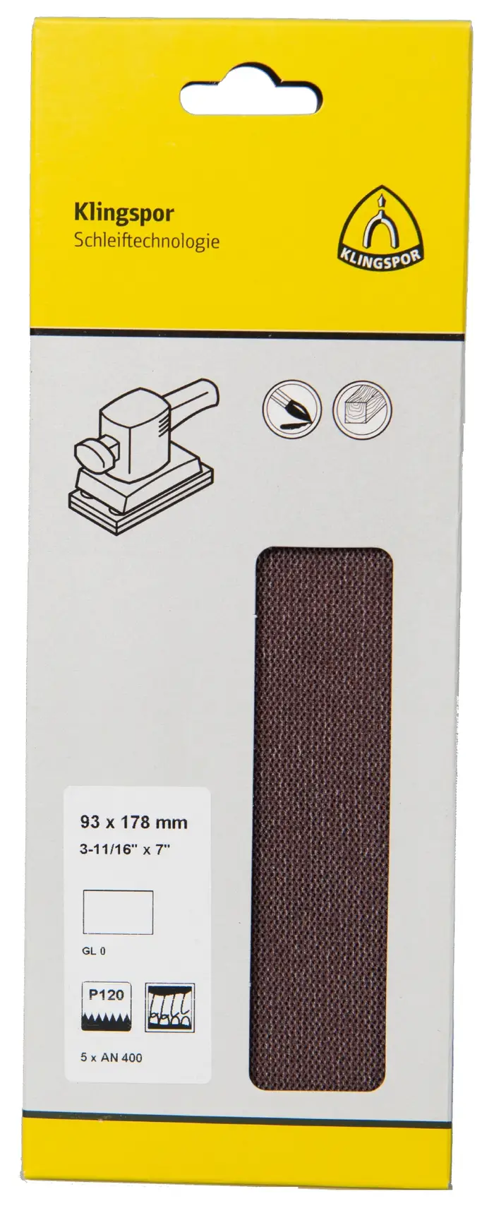 Klingspor - AN 400 Gitterstreifen, Korn 180 93 x 178 mm, SB-verpackt im Reiter