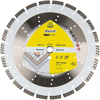 Klingspor - DT 612 UT Diamanttrennscheibe, 350 x 3 x 25,4 mm 22 Segmente 40 x 3 x 12 mm, Standard Turbo