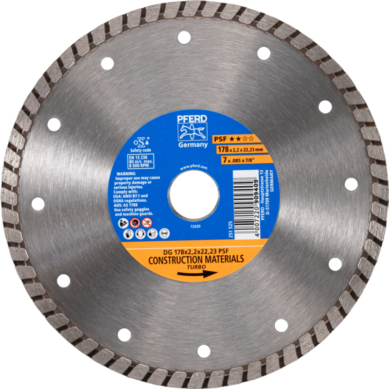PFERD Diamantwerkzeuge für die Bauindustrie DG 178 x 2,2 x 22,23 PSF