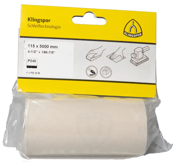 Klingspor - PS 33 B Schleifrolle, 115 x 5000 mm Korn 180, SB-verpackt in Folie