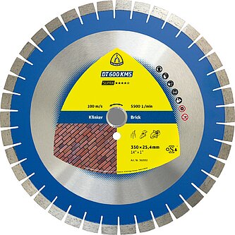 Klingspor - DT 600KMS Diamanttrennscheibe, 500 x 3,6 x 60 mm 56 Segmente 24 x 3,6 x 15 mm, Kurzverzahnung Reduzierring 25,4