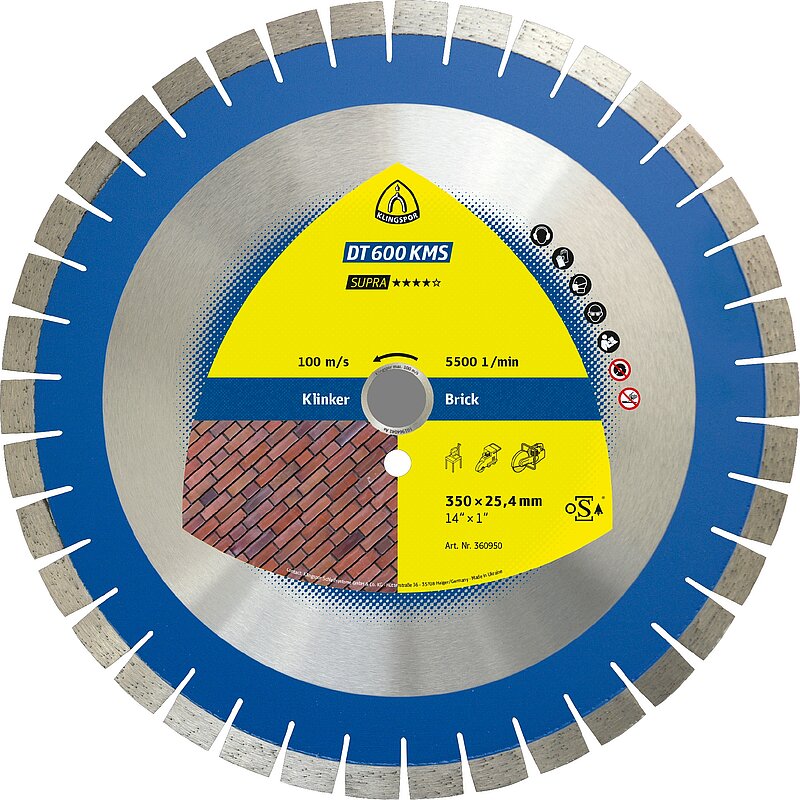 Klingspor - DT 600KMS Diamanttrennscheibe, 500 x 3,6 x 60 mm 56 Segmente 24 x 3,6 x 15 mm, Kurzverzahnung Reduzierring 25,4