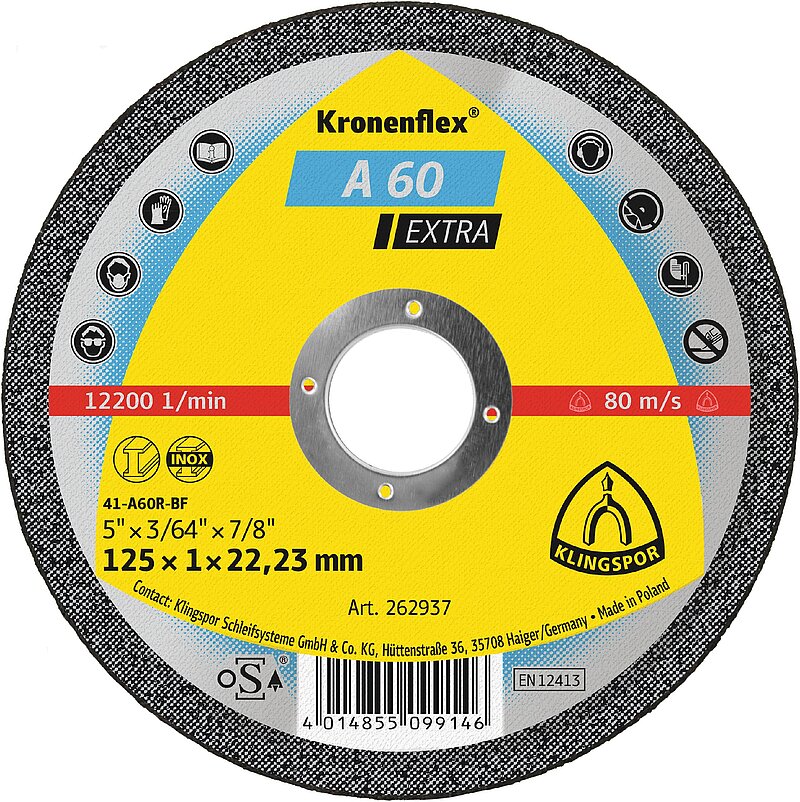 Klingspor - A 60 Extra Trennscheibe, 125 x 1 x 22,23 mm gerade