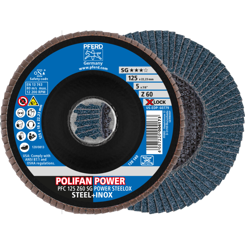 PFERD POLIFAN-Fächerscheiben PFC 125 Z 60 SG POWER STEELOX/X-LOCK