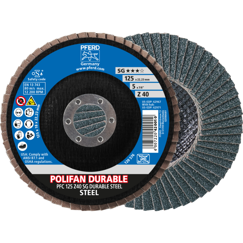 PFERD POLIFAN-Fächerscheiben PFC 125 Z40 SG DURABLE STEEL