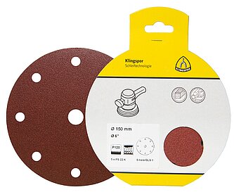 Klingspor - PS 22 K Scheibe kletthaftend, 115 mm Korn 80 Lochform GLS4, SB-verpackt im Reiter