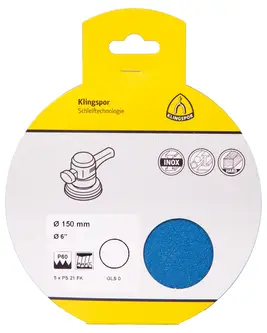 Klingspor - PS 21 FK Scheibe kletthaftend, 150 mm Korn 80 ohne Loch, SB-verpackt im Reiter