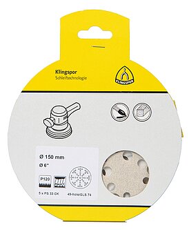 Klingspor - PS 33 CK Scheibe kletthaftend, 150 mm Korn 80 Lochform GLS74, SB-verpackt im Reiter