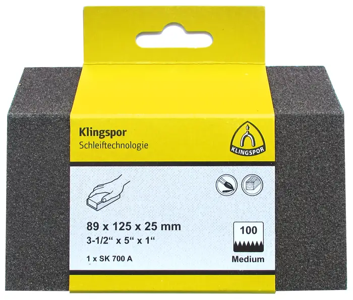 Klingspor - SK 700 A Schleifklotz, Korund Korn 80 89 x 125 x 25 mm, SB-verpackt im Reiter