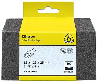 Klingspor - SK 700 A Schleifklotz, Korund Korn 80 89 x 125 x 25 mm, SB-verpackt im Reiter