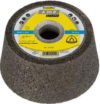 Klingspor - A 30 R Schleiftopf, 110 x 55 x 22,23 mm gekröpft