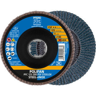 PFERD POLIFAN-Fächerscheiben PFC 125 Z 80 PSF STEELOX/X-LOCK