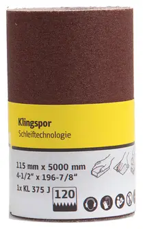 Klingspor - KL 375 J Schleifrolle, 115 x 5000 mm Korn 120