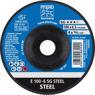 PFERD Schruppscheiben E 100-6 SG STEEL/16,0