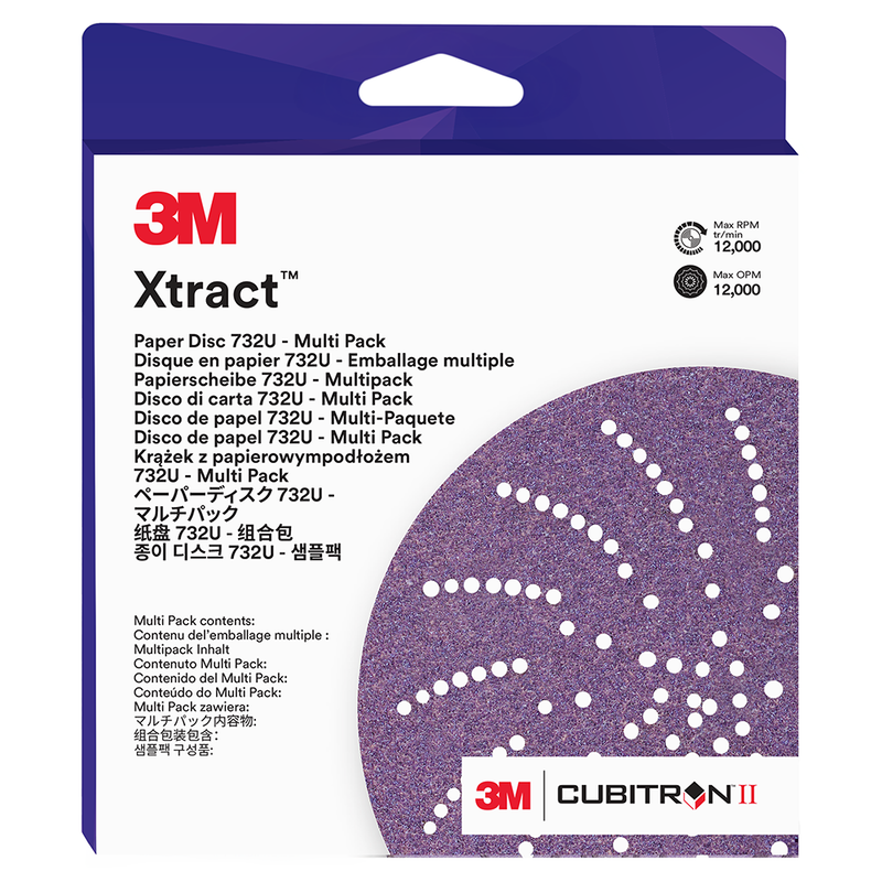 3M Xtract Cubitron II Papierscheibe 732U, 80+ - 220+ C-weight, 150 mm, multihole