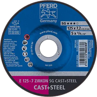 PFERD Schruppscheiben E 125-7 ZIRKON SG CAST+STEEL