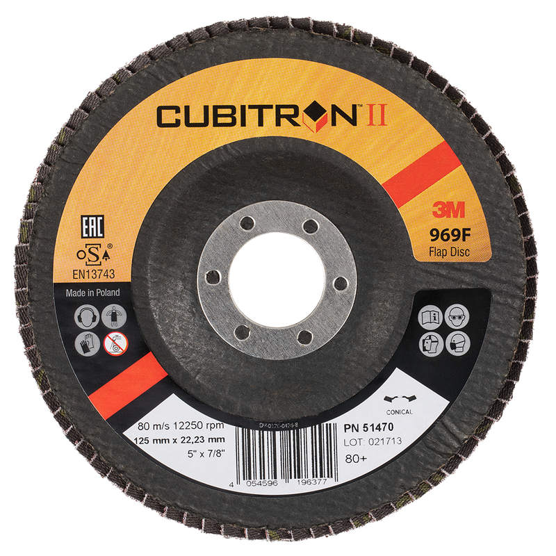 3M Cubitron II Fächerscheibe 969F, 125 mm x 22 mm, 80+, konisch