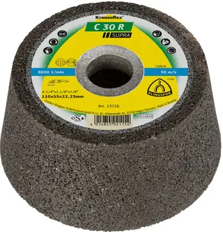 Klingspor - C 30 R Schleiftopf, 110 x 55 x 22,23 mm gekröpft