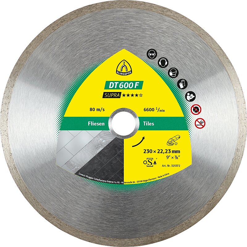 Klingspor - DT 600 F Diamanttrennscheibe, 230 x 1,9 x 22,23 mm 1,9 x 7 mm, geschlossener Rand