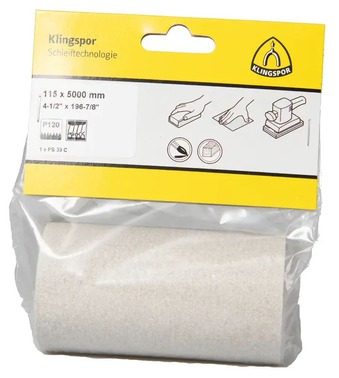 Klingspor - PS 33 C Schleifrolle, 115 x 5000 mm Korn 60, SB-verpackt in Folie