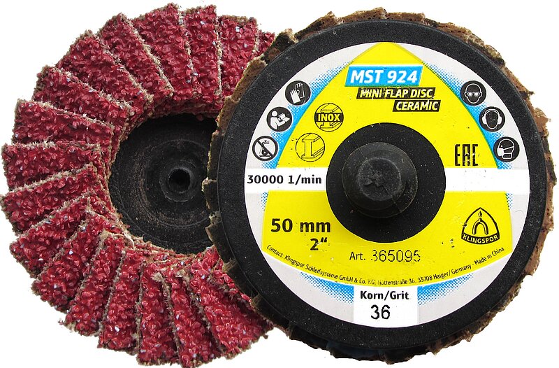 Klingspor - MST 924 Schleifmopteller, Korn 80 50 mm gewölbt Quick Roll Connect