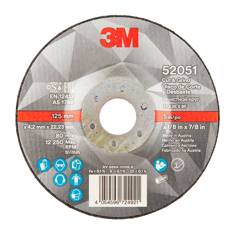3M Cut and Grind Schruppscheibe, T27, 125mm x 4,2mm x 22 mm, 36+