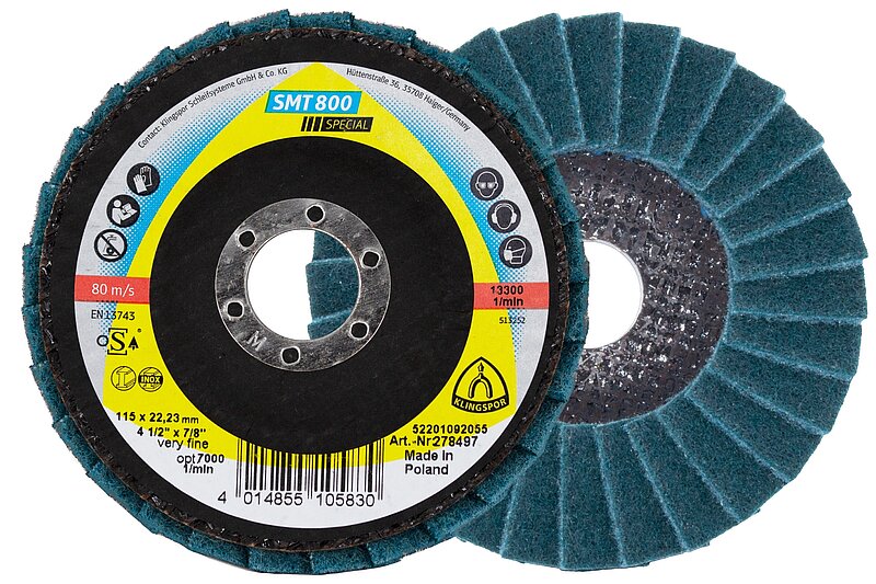 Klingspor - SMT 800 Schleifmopteller Vlies, 115 x 22,23 mm Very Fine Korund gewölbt